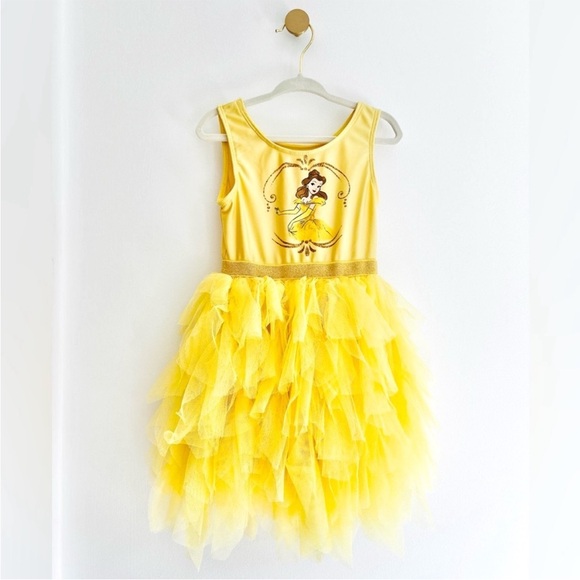 DISNEY Princess BELLE Yellow Layered Soft Tulle Dress w/Underpanty 3T - Like New - Picture 5 of 5